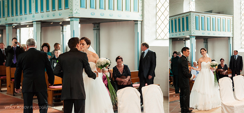 Hochzeit in Schleswig-Holstein. Kirchliche Trauung. Hochzeitsfotograf aus Hamburg Vitaly Nosov und Nikita Kret